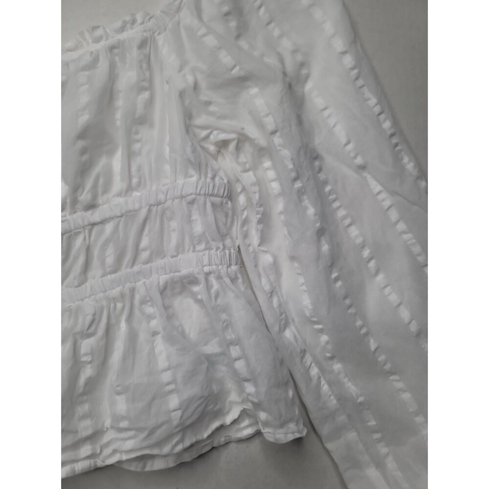 J.Crew White Cotton Blouse Women’s Puff Sleeve Square Neck Cottagecore Top Large - Picture 5 of 11